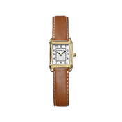 ART DÉCO - TONNEAU QUARTZ - PVD OR JAUNE & CUIR