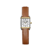 ART DÉCO - TONNEAU QUARTZ - BICOLORE & CUIR CAMEL
