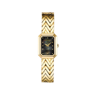 OCTOGÔNE - CHEVRONS - PVD OR JAUNE & NACRE NOIRE