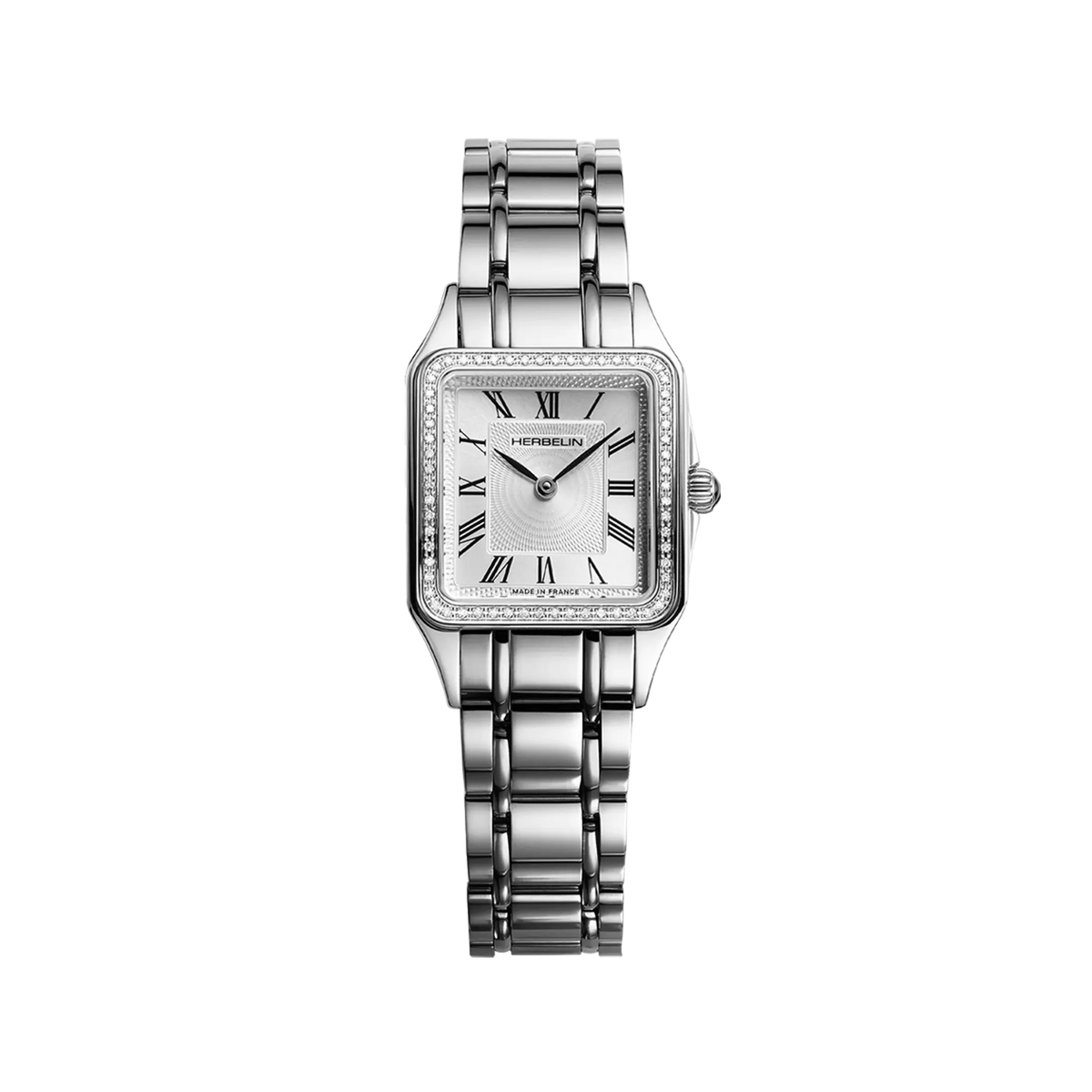 ⁣⁢Luna, white silver dial, steel square case, steel bracelet⁤⁣