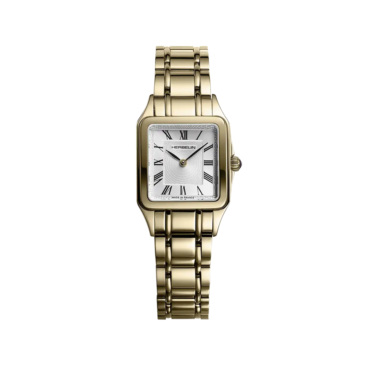⁣⁢Luna, silver guilloché dial, steel square case, steel bracelet⁤⁣