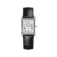 ⁣⁢ART DÉCO - QUARTZ - STEEL &amp; BLACK LEATHER⁤⁣
