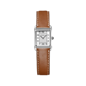 ART DÉCO - QUARTZ - ACIER & CUIR CAMEL