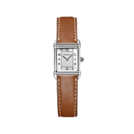 ART DÉCO - QUARTZ - ACIER & CUIR CAMEL