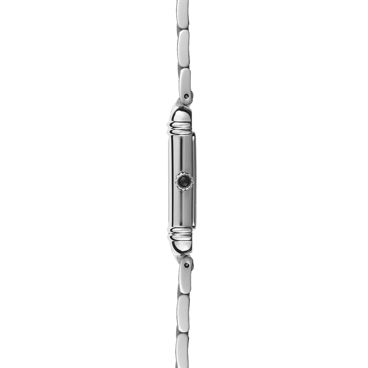 ⁣⁢Profile view, steel caseband, crown and steel bracelet attachments⁤⁣
