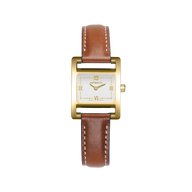 Ve AVENUE - QUARTZ - PVD OR JAUNE & CUIR CAMEL