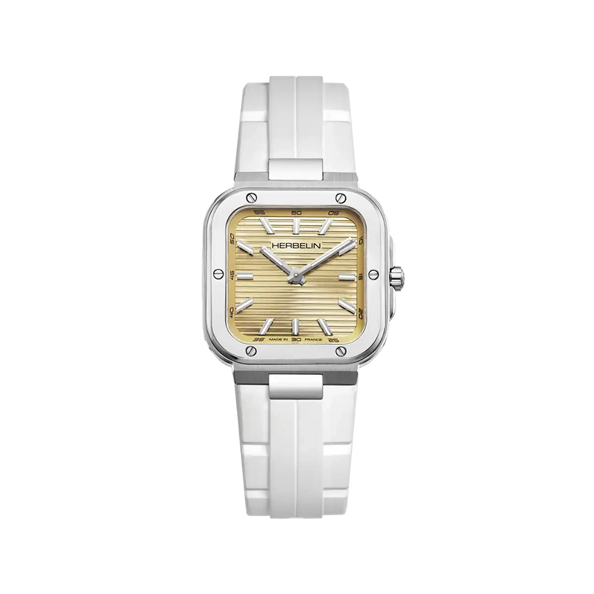 ⁣⁢Cap Camarat, champagne dial, square steel case, rubber strap⁤⁣