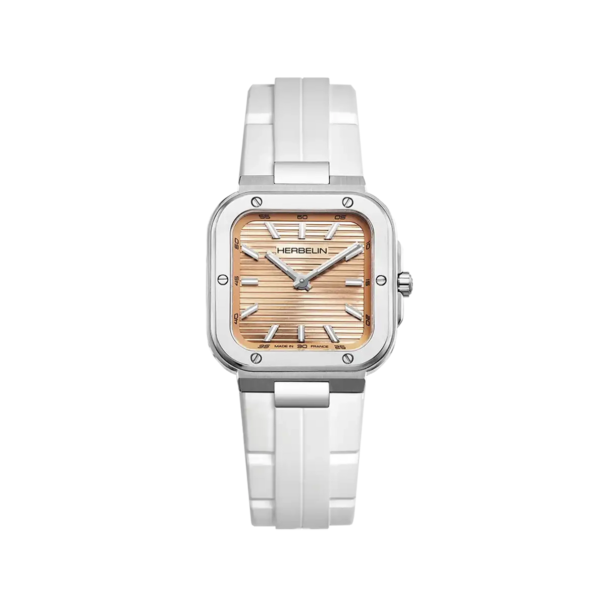 ⁣⁢Cap Camarat, rose champagne dial, steel square case, rubber strap⁤⁣