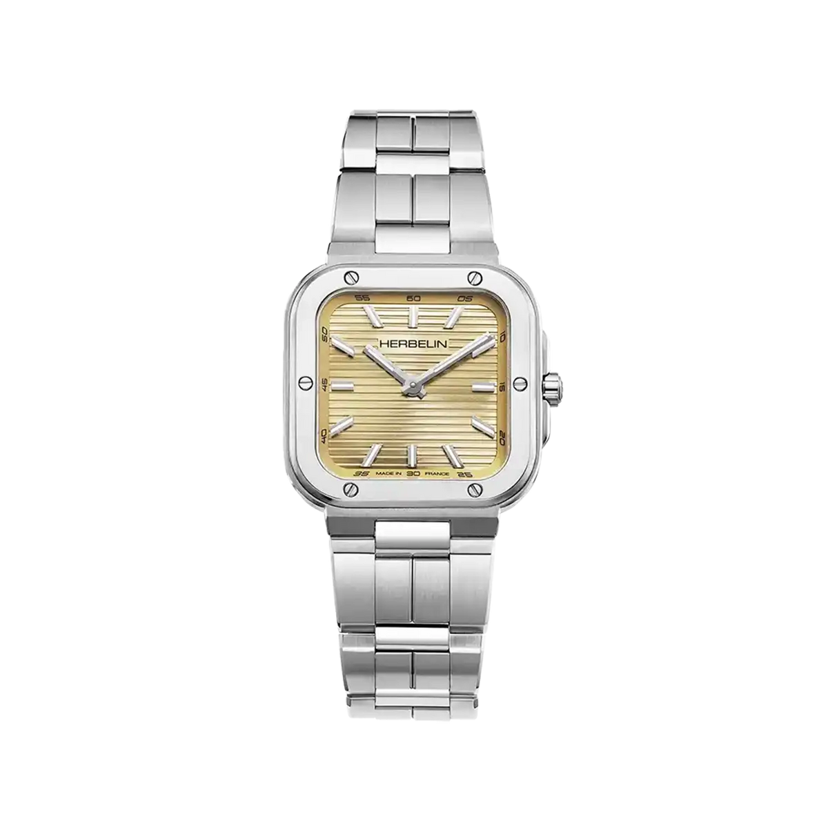 ⁣⁢Cap Camarat, esfera champagne, caja cuadrada de acero, brazalete de acero⁤⁣
