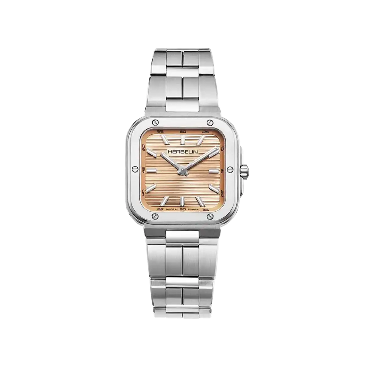 ⁣⁢Cap Camarat, esfera champagne rosado, caja cuadrada de acero, brazalete de acero⁤⁣