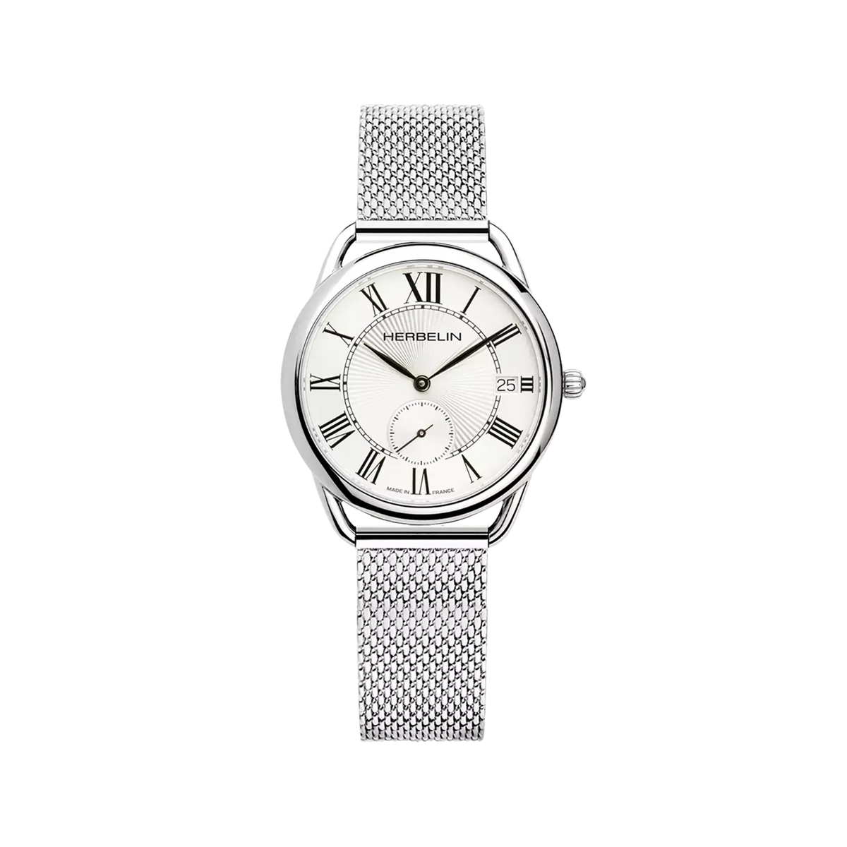 ⁣⁢Équinoxe, silver guilloché dial, round steel case, steel bracelet⁤⁣