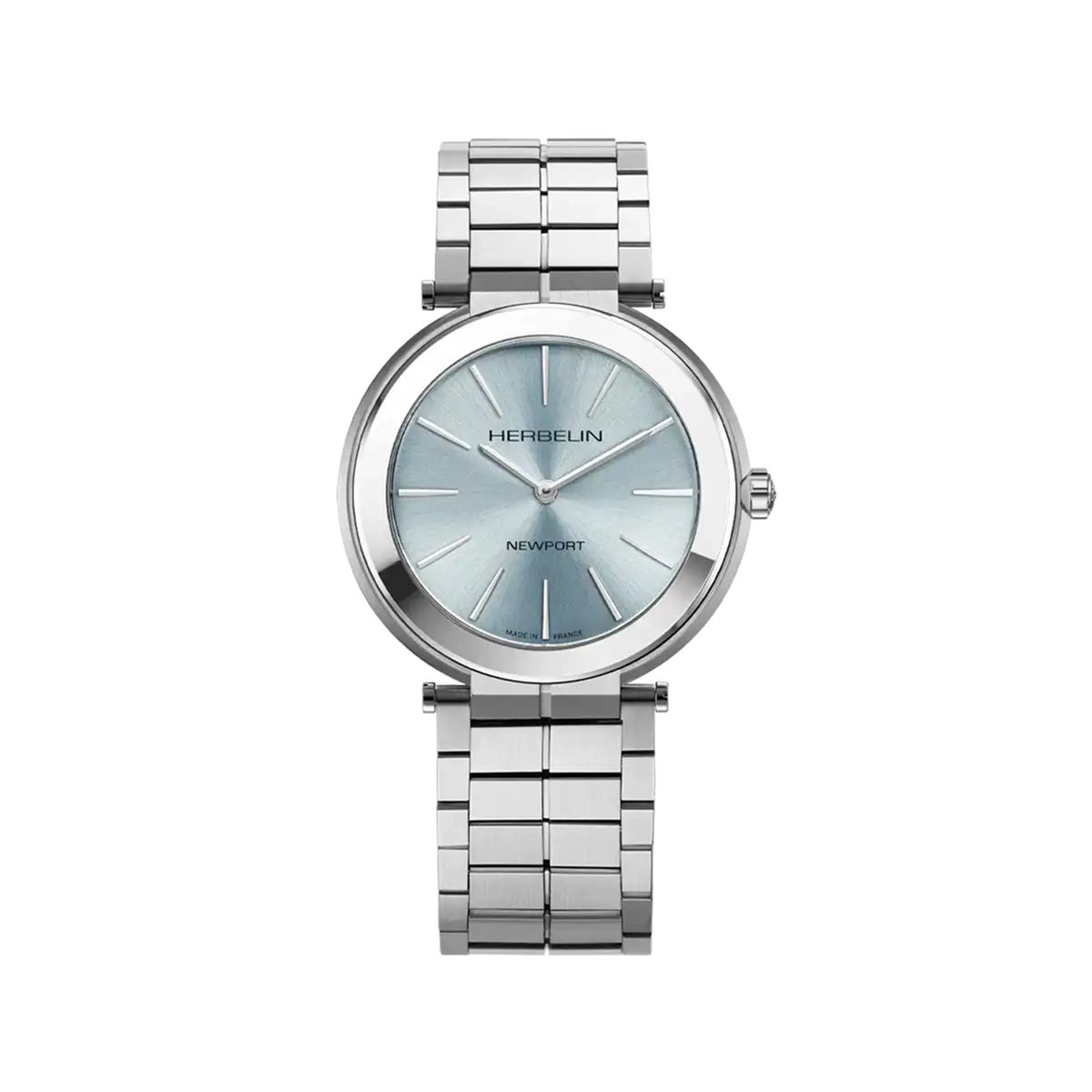⁣⁢Newport, quadrante blu artico, cassa in acciaio tonda, bracciale in acciaio⁤⁣
