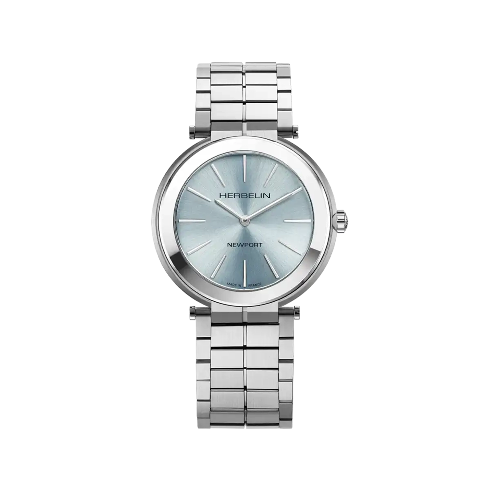 Newport, cadran bleu arctique, boîtier acier rond, bracelet acier