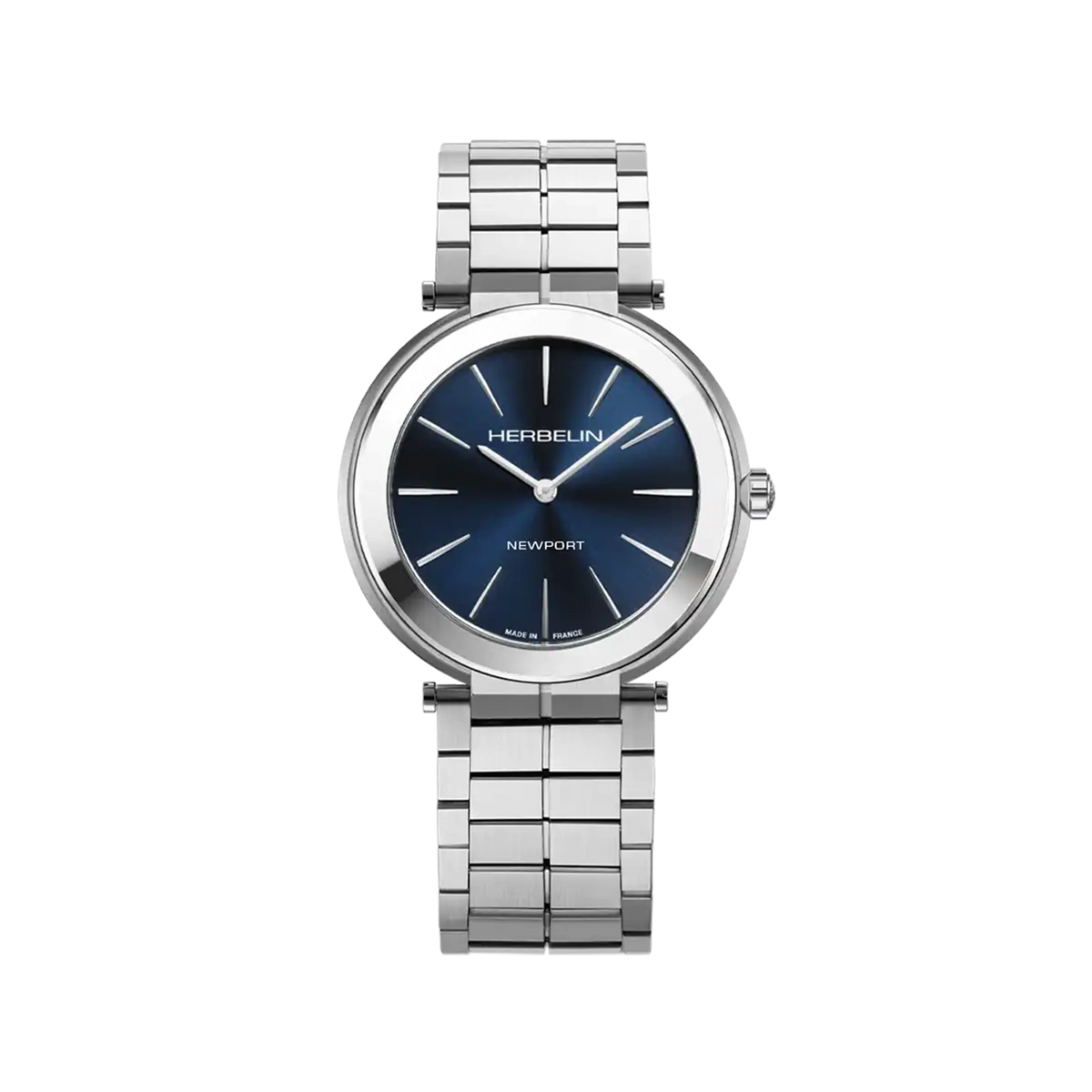 ⁣⁢Newport, quadrante blu, cassa in acciaio tonda, cinturino in acciaio⁤⁣