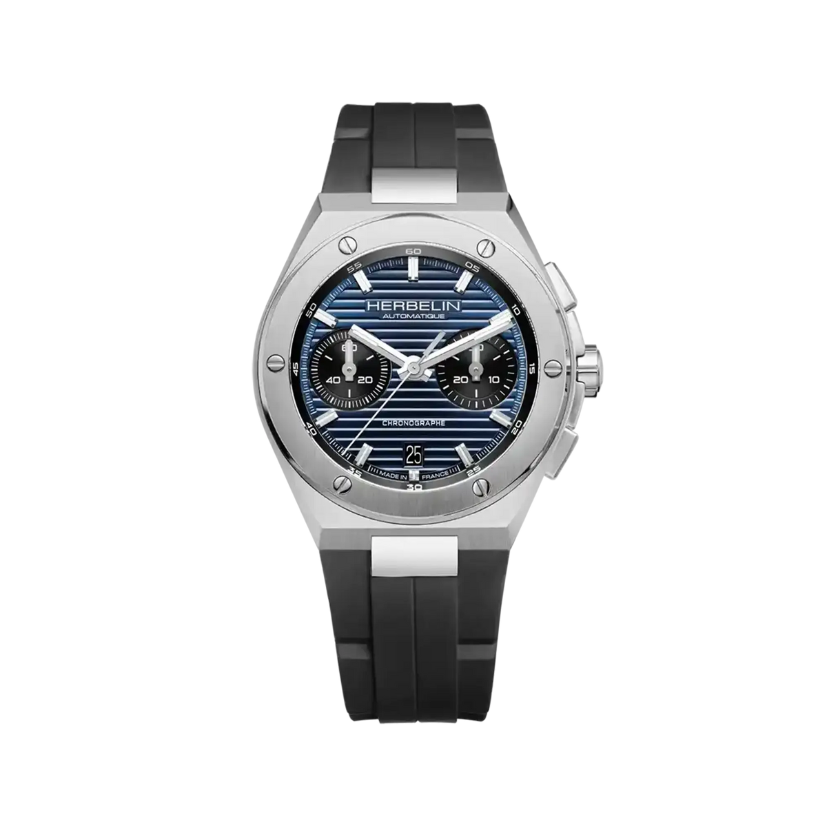 ⁣⁢Cap Camarat cronógrafo, esfera azul, caja de acero redonda, brazalete de caucho⁤⁣