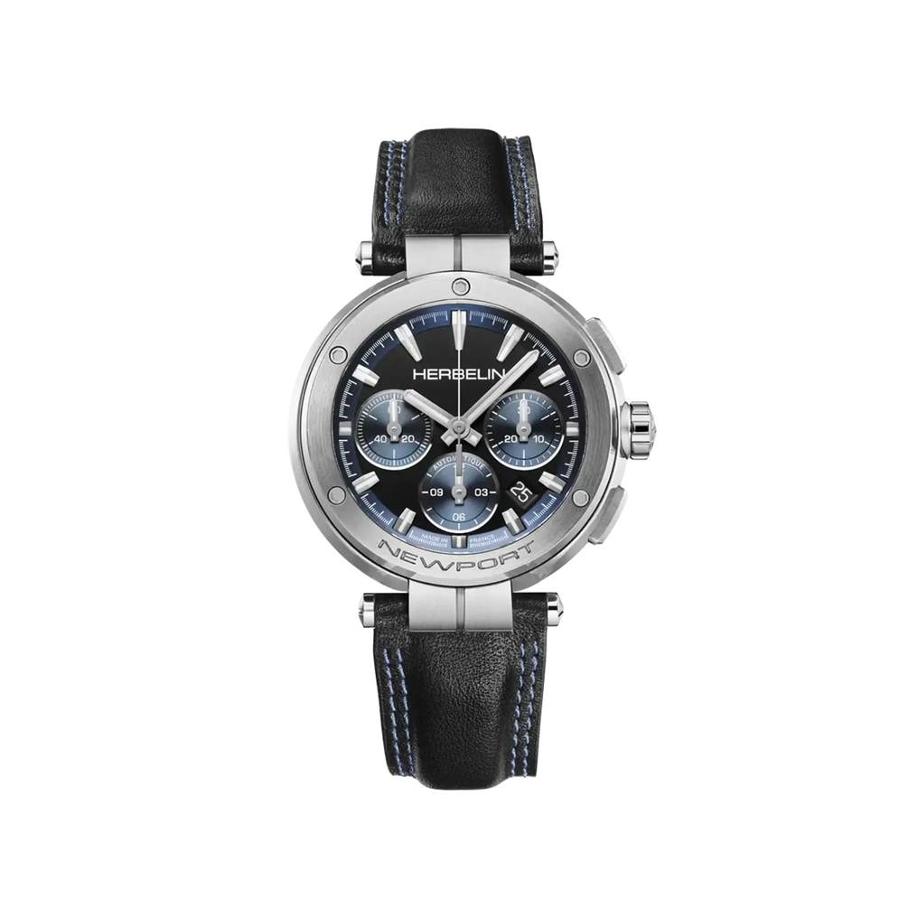 ⁣⁢NEWPORT - AUTOMATIC CHRONOGRAPH - STEEL &amp; LEATHER⁤⁣