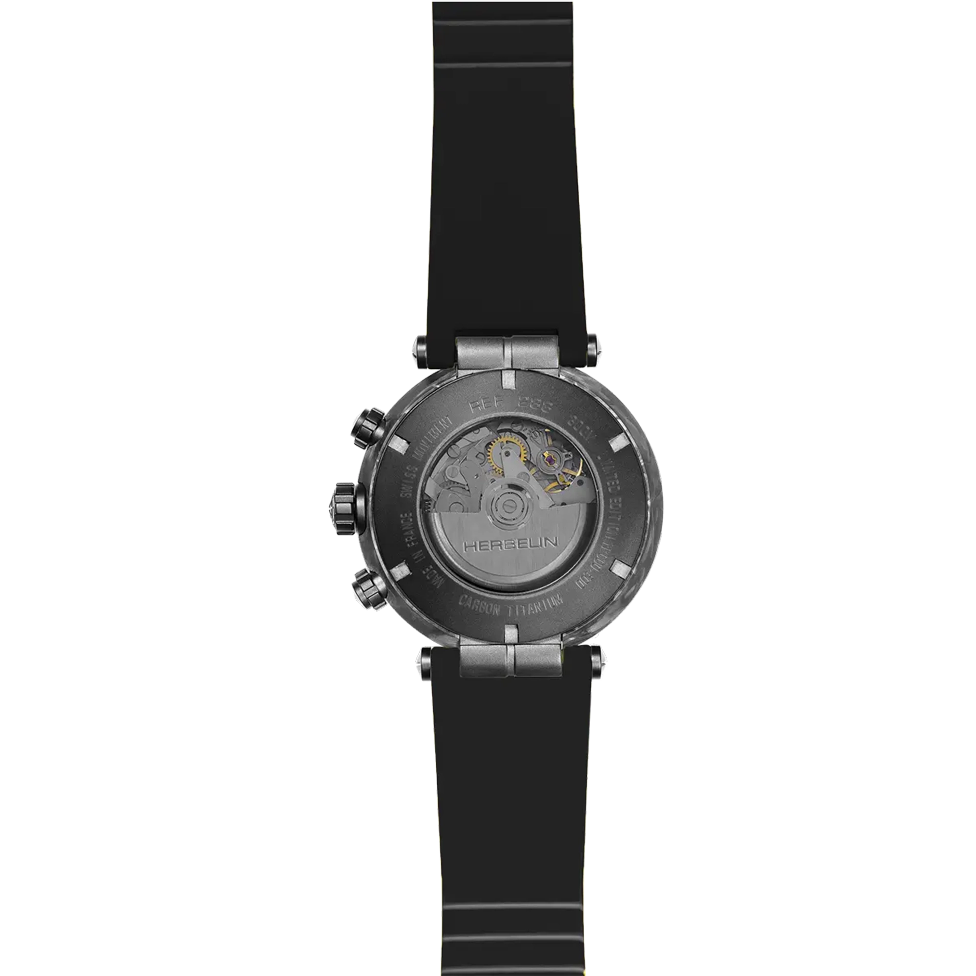 ⁣⁢Fondo della Newport in carbonio, cassa in titanio con movimento automatico a vista⁤⁣