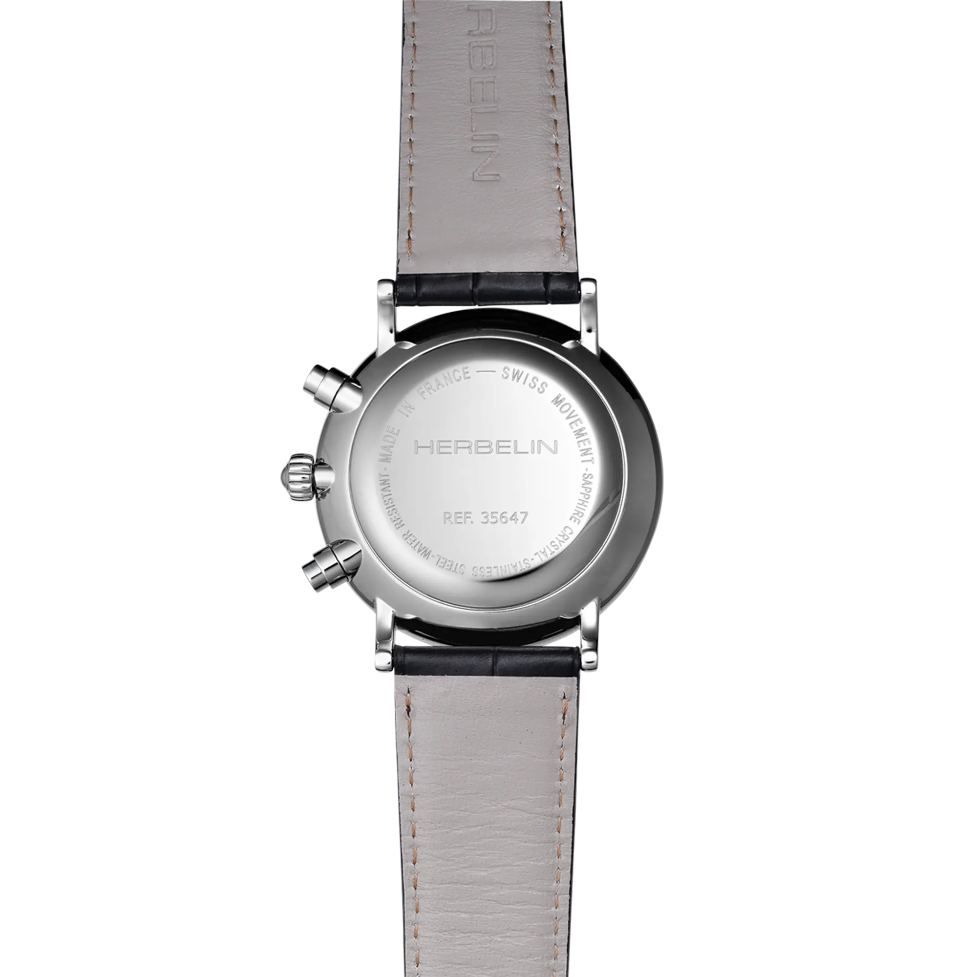 Dos de la Inspiration chronographe, fond acier avec gravure du modèle