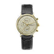 INSPIRATION - CHRONOGRAPHE - DORÉ & CUIR NOIR