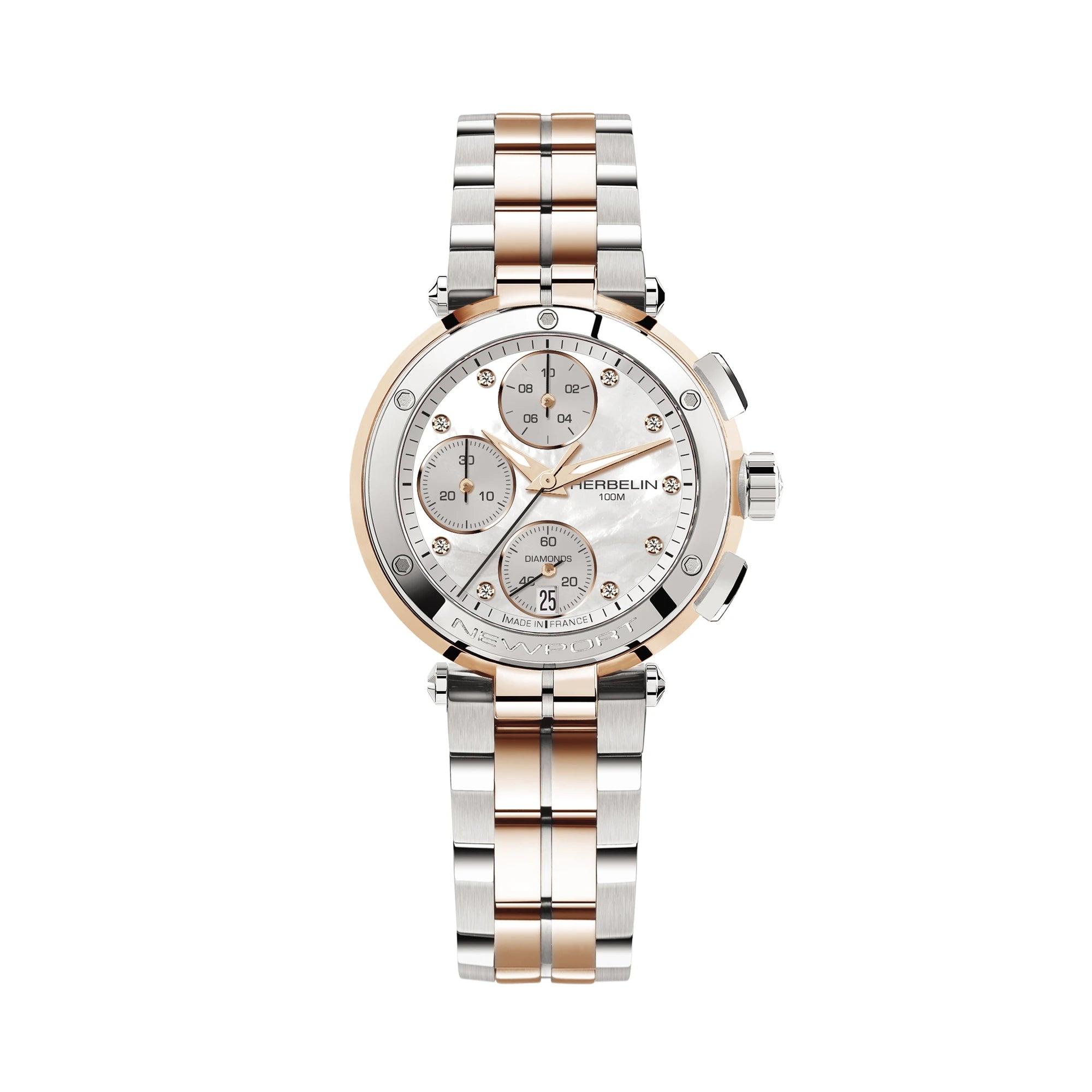 Montre NEWPORT - CHRONOGRAPHE LADY - PVD OR ROSE & DIAMANTS - Herbelin