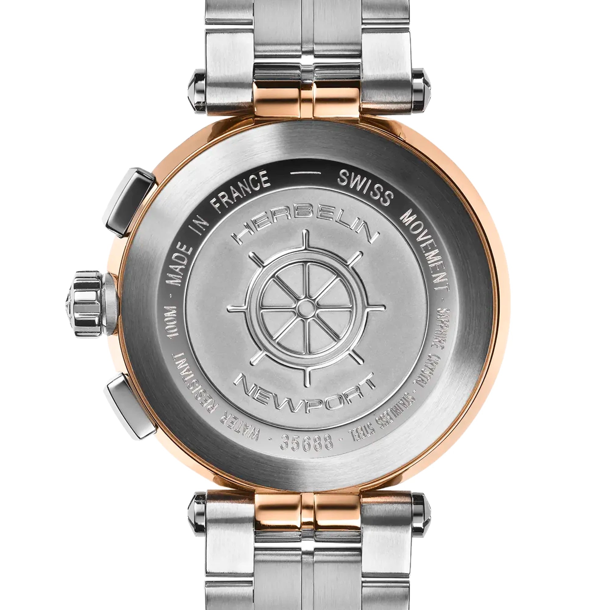 ⁣⁢NEWPORT Kronograf Dame rosaguld PVD - bagside⁤⁣