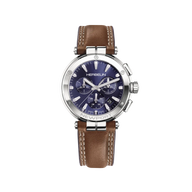 NEWPORT - CHRONOGRAPHE - BLEU & CUIR BRUN