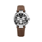 NEWPORT - CHRONOGRAPHE - GRIS, BLANC & CUIR BRUN