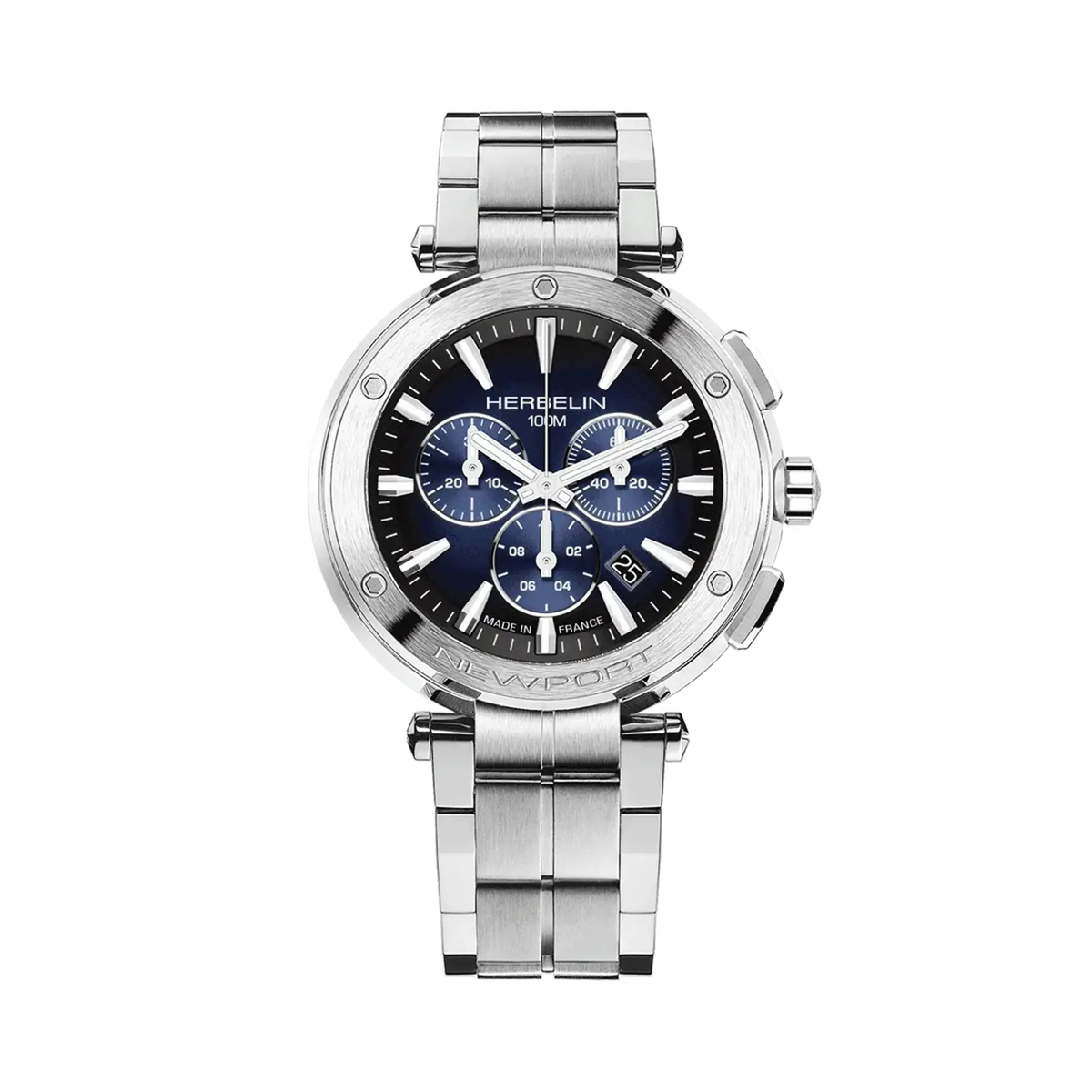 ⁣⁢Newport Cronografo, quadrante blu sfumato, cassa in acciaio rotonda, bracciale in acciaio⁤⁣