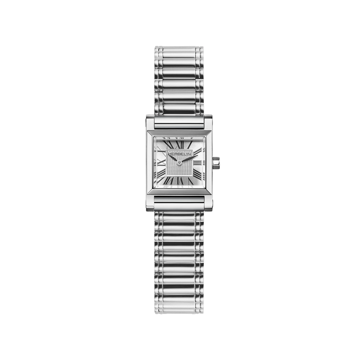 ⁣⁢Antarès, esfera plata guilloché, caja cuadrada acero, brazalete acero⁤⁣