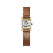 ANTARÈS - QUARTZ CARRÉ - PVD OR JAUNE & CUIR CAMEL