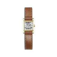 ANTARÈS - QUARTZ CARRÉ - PVD OR JAUNE & CUIR CAMEL