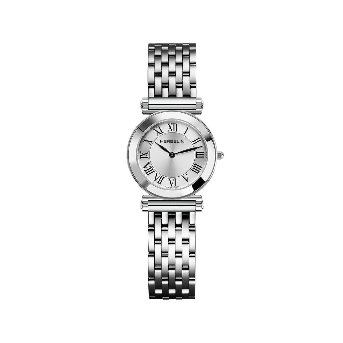 ⁣⁢Antarès Quartz Classique, esfera plateada, caja redonda acero, brazalete de malla de acero⁤⁣