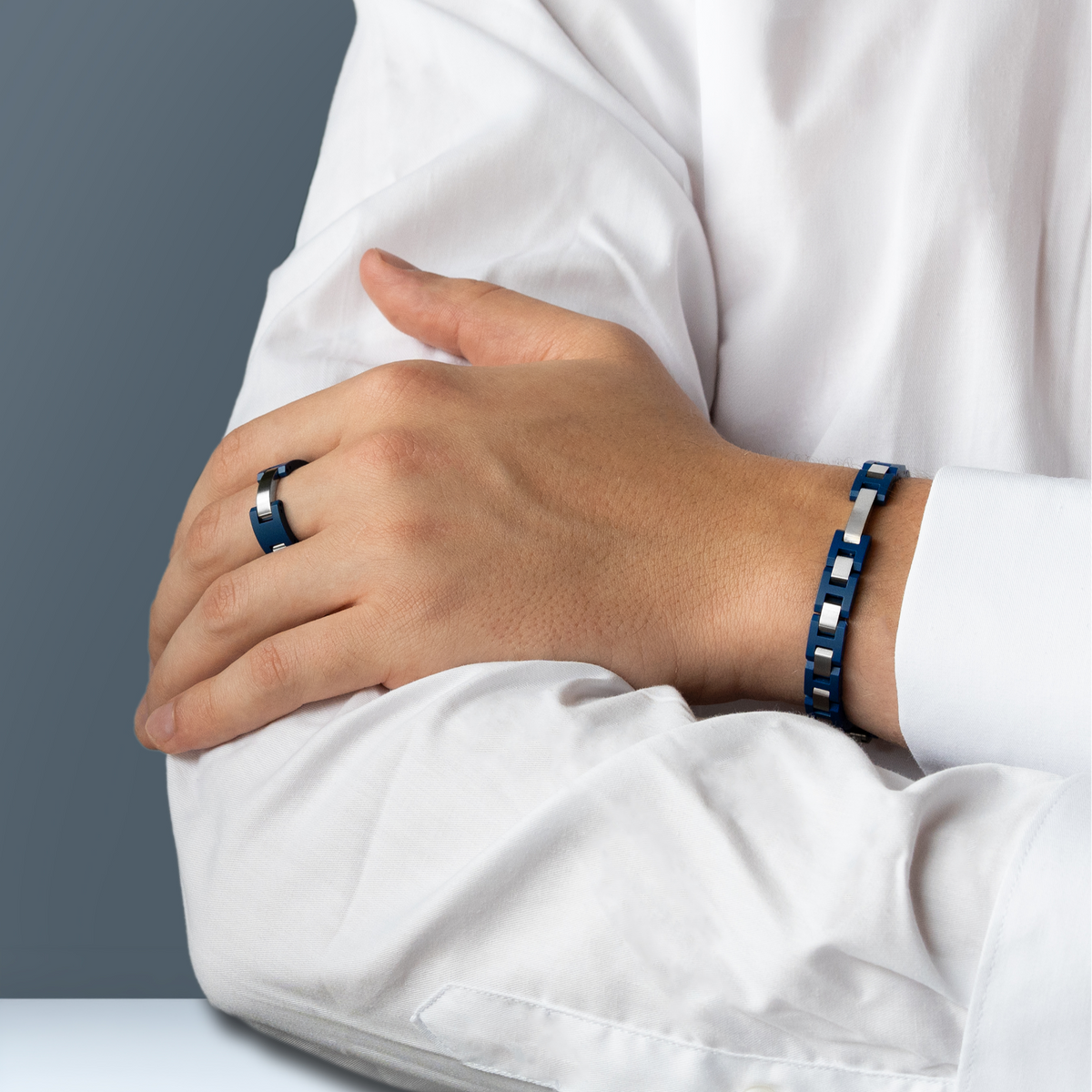 ⁣⁢CAP CAMARAT Bracelet - Steel &amp; Blue Ceramic⁤⁣
