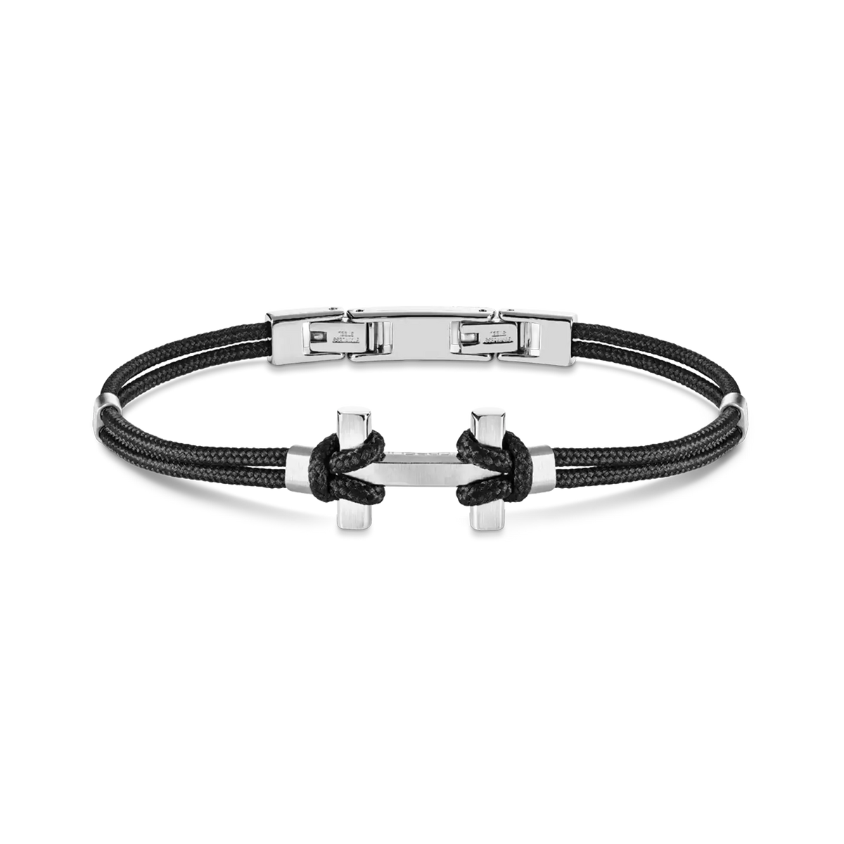 ⁣⁢Pulsera Amarrage en acero negro⁤⁣