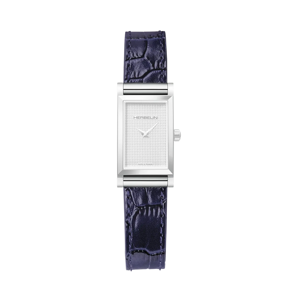 ⁣⁢Antarès simple strap in blue crocodile-effect leather⁤⁣