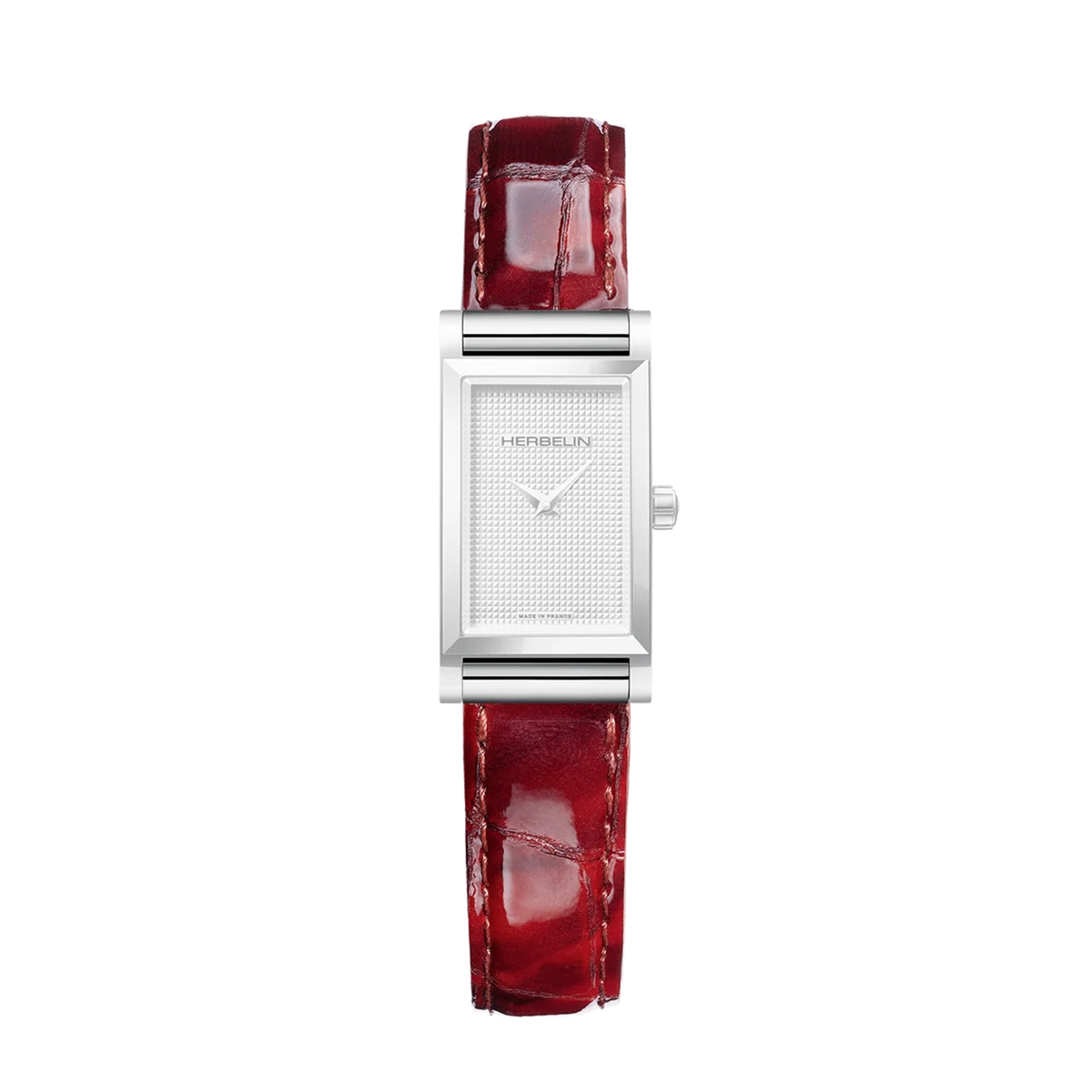⁣⁢Brazalete Antarès sencillo en piel efecto cocodrilo rojo⁤⁣