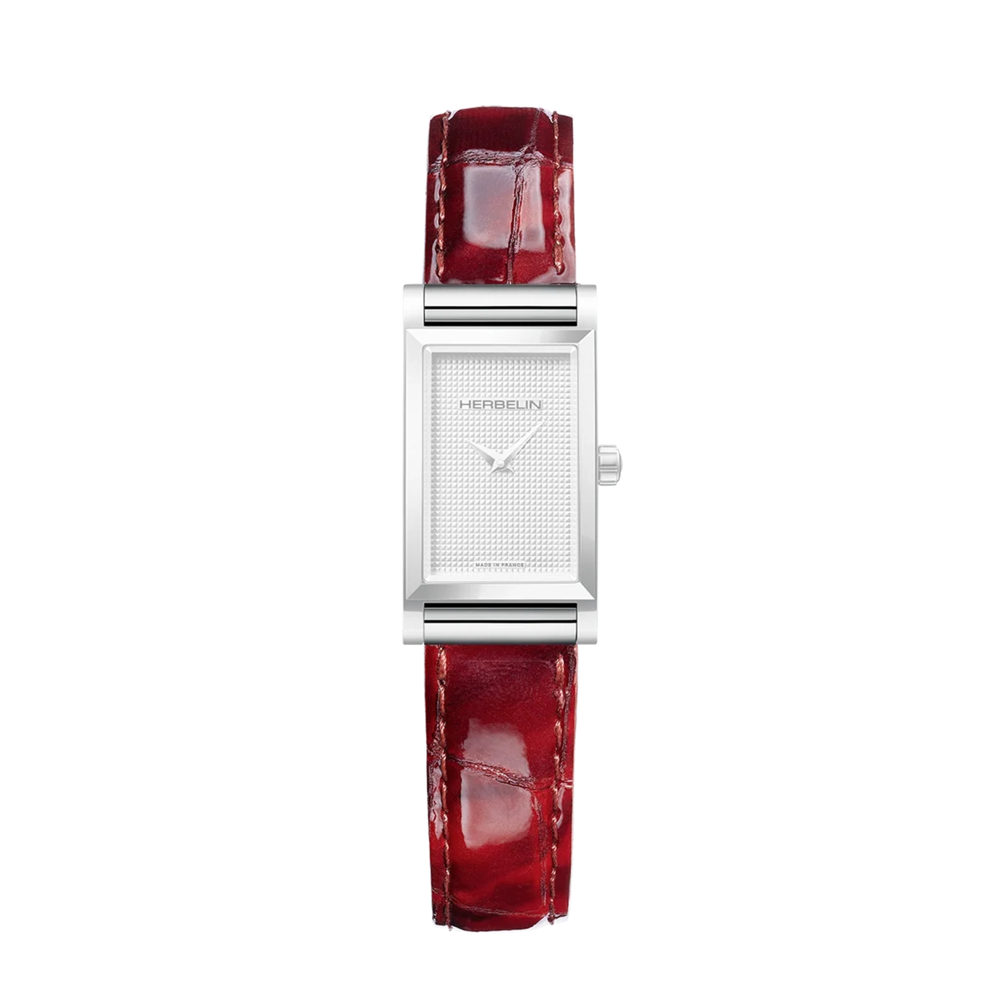 Bracelet Antarès simple en cuir façon croco rouge