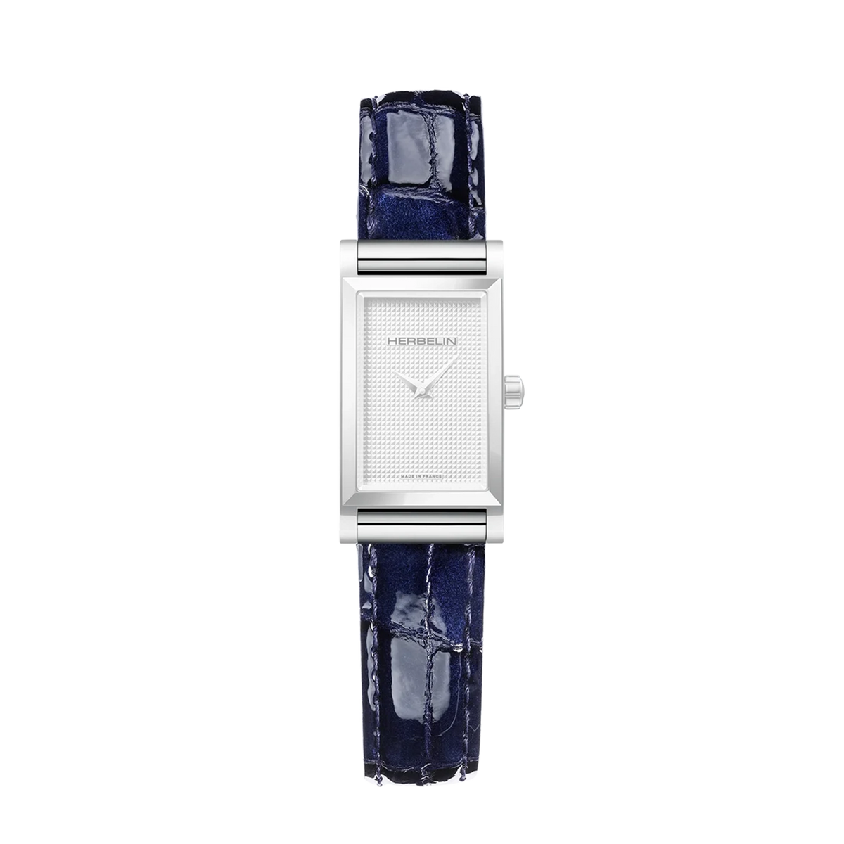 ⁣⁢Brazalete Antarès sencillo en piel efecto cocodrilo azul⁤⁣
