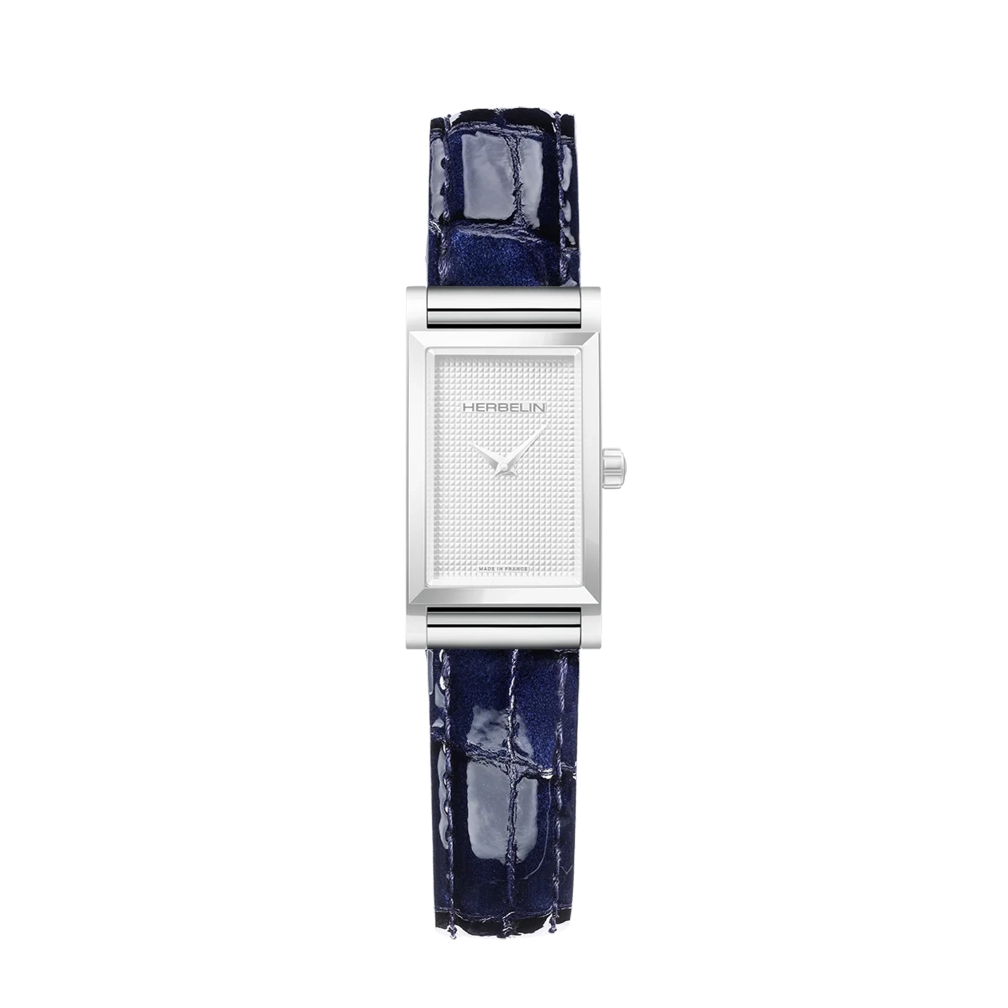 Bracelet Antarès simple en cuir façon croco bleu