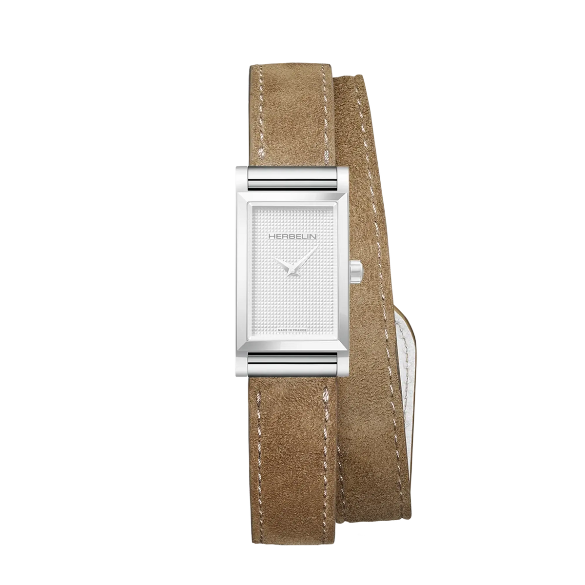 ⁣⁢Bracciale Antarès doppio in camoscio color cammello⁤⁣
