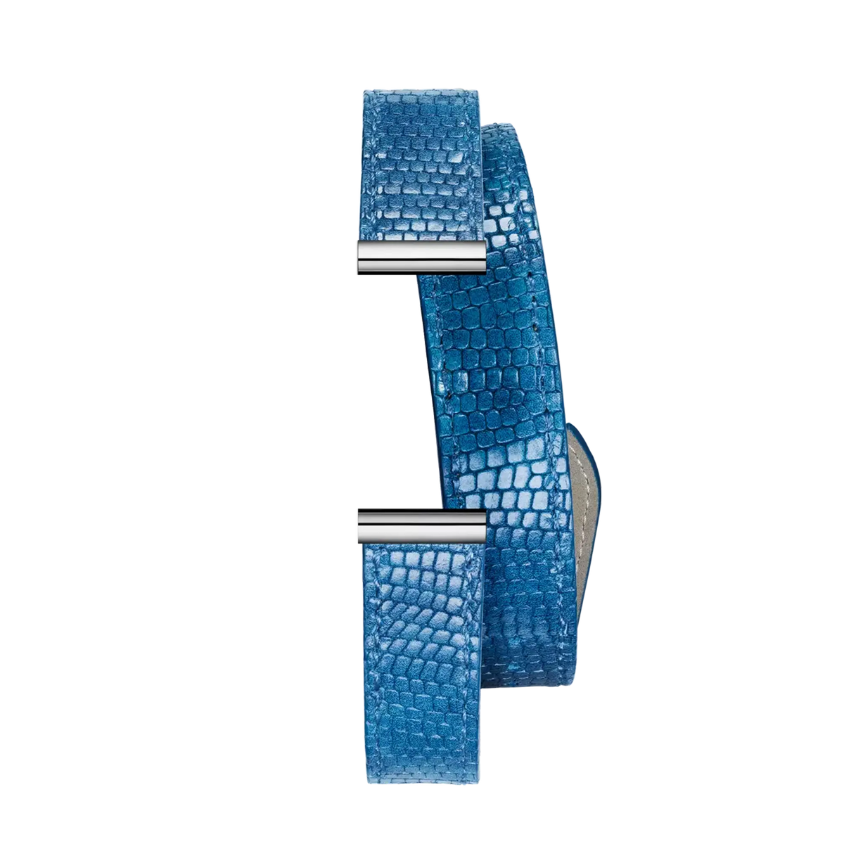 ⁣⁢Brazalete Antarès doble de piel azul⁤⁣