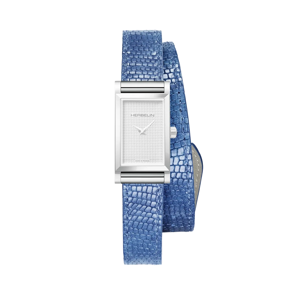 ⁣⁢Brazalete Antarès doble de piel azul⁤⁣