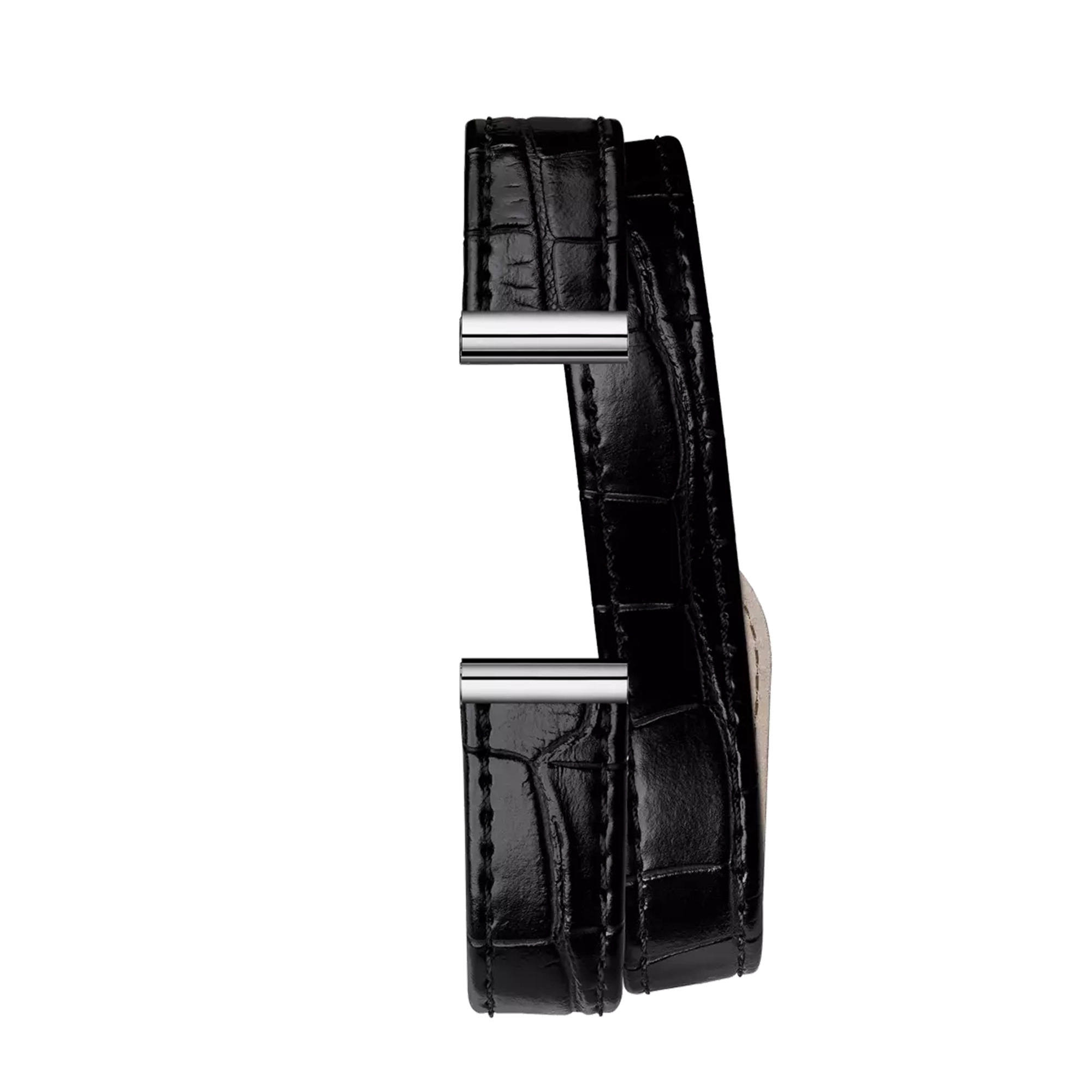 Bracelet Antarès double en cuir noir