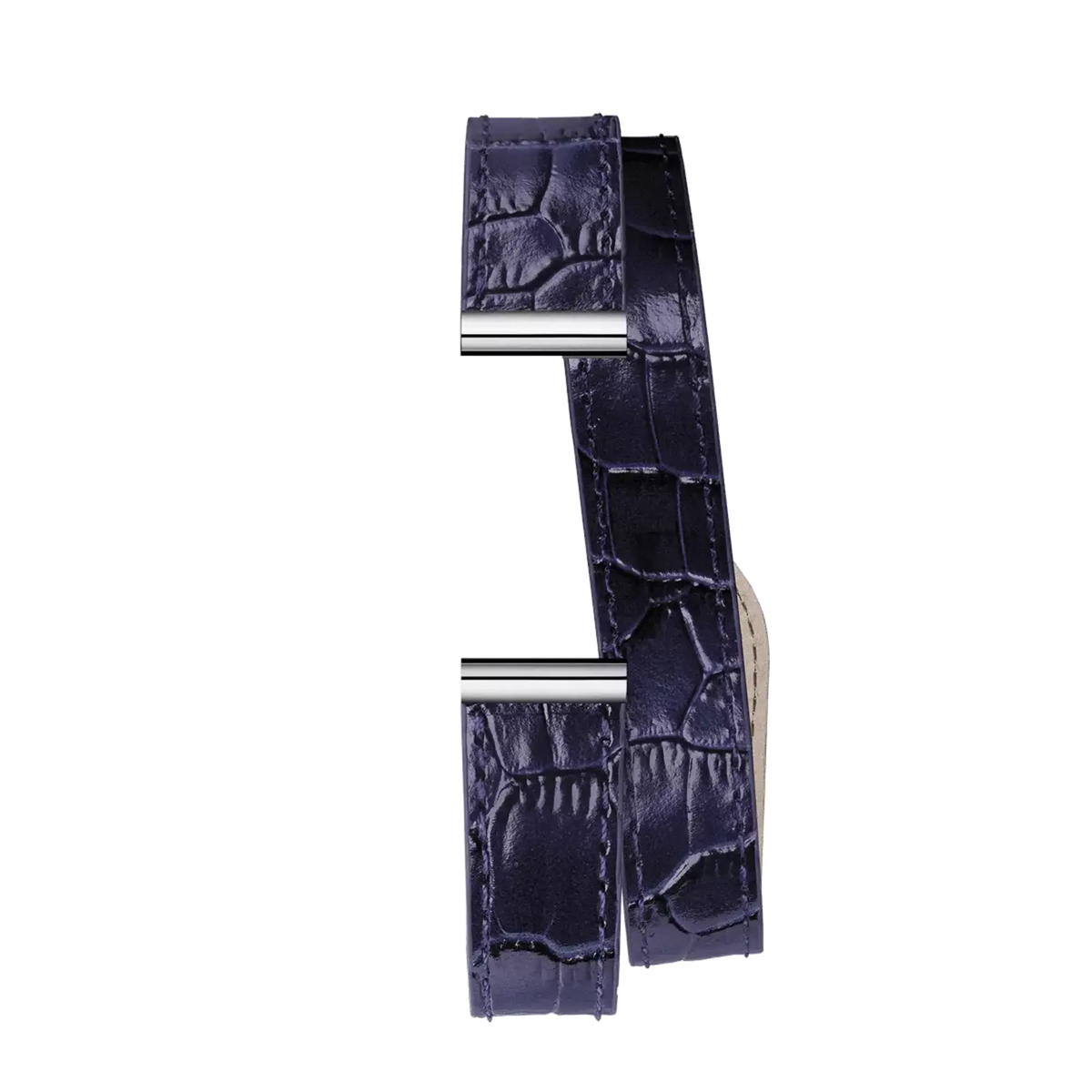 ⁣⁢Pulsera Antarès doble de piel efecto cocodrilo azul⁤⁣