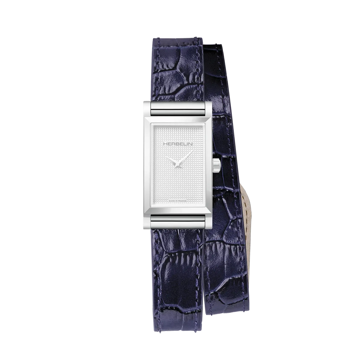 ⁣⁢Pulsera Antarès doble de piel efecto cocodrilo azul⁤⁣