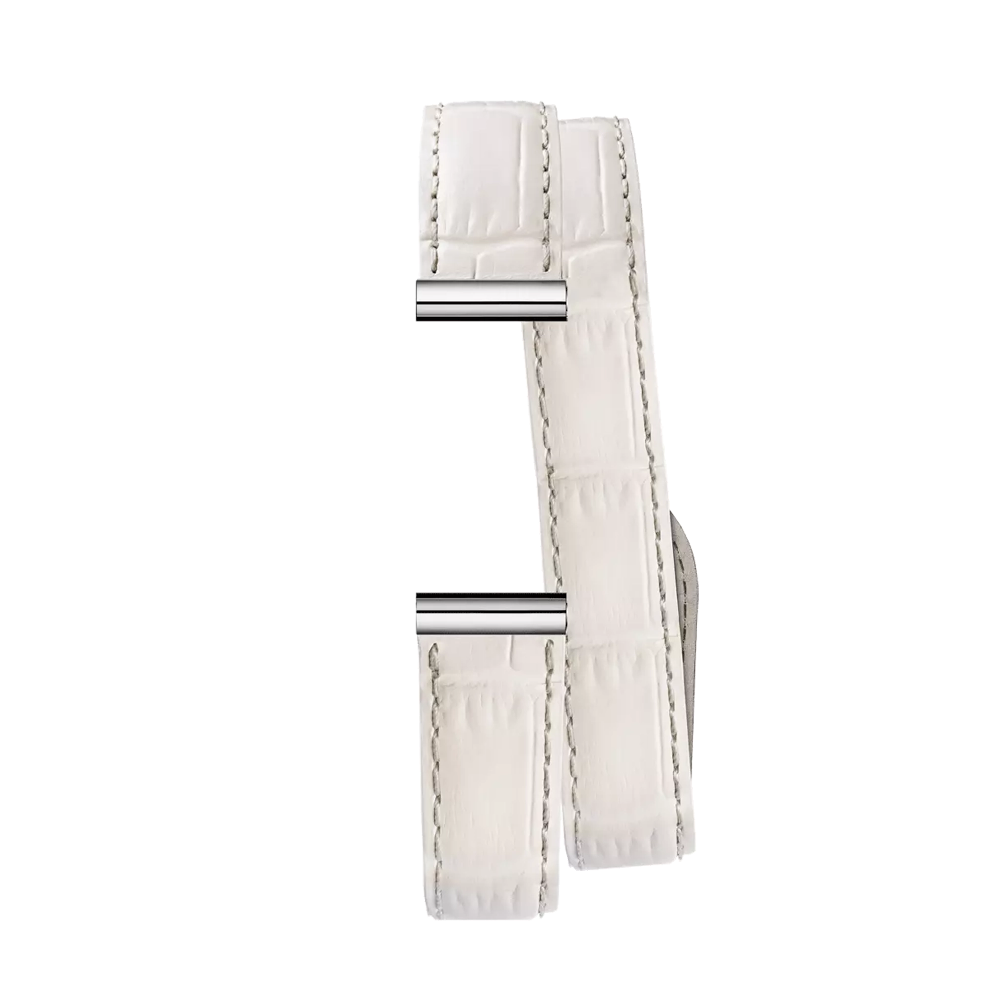 Bracelet Antarès double en cuir façon croco beige