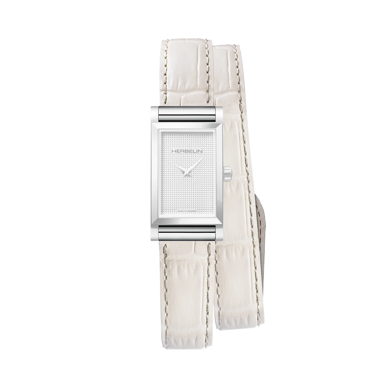 ⁣⁢Pulsera Antarès doble de piel efecto cocodrilo beige⁤⁣