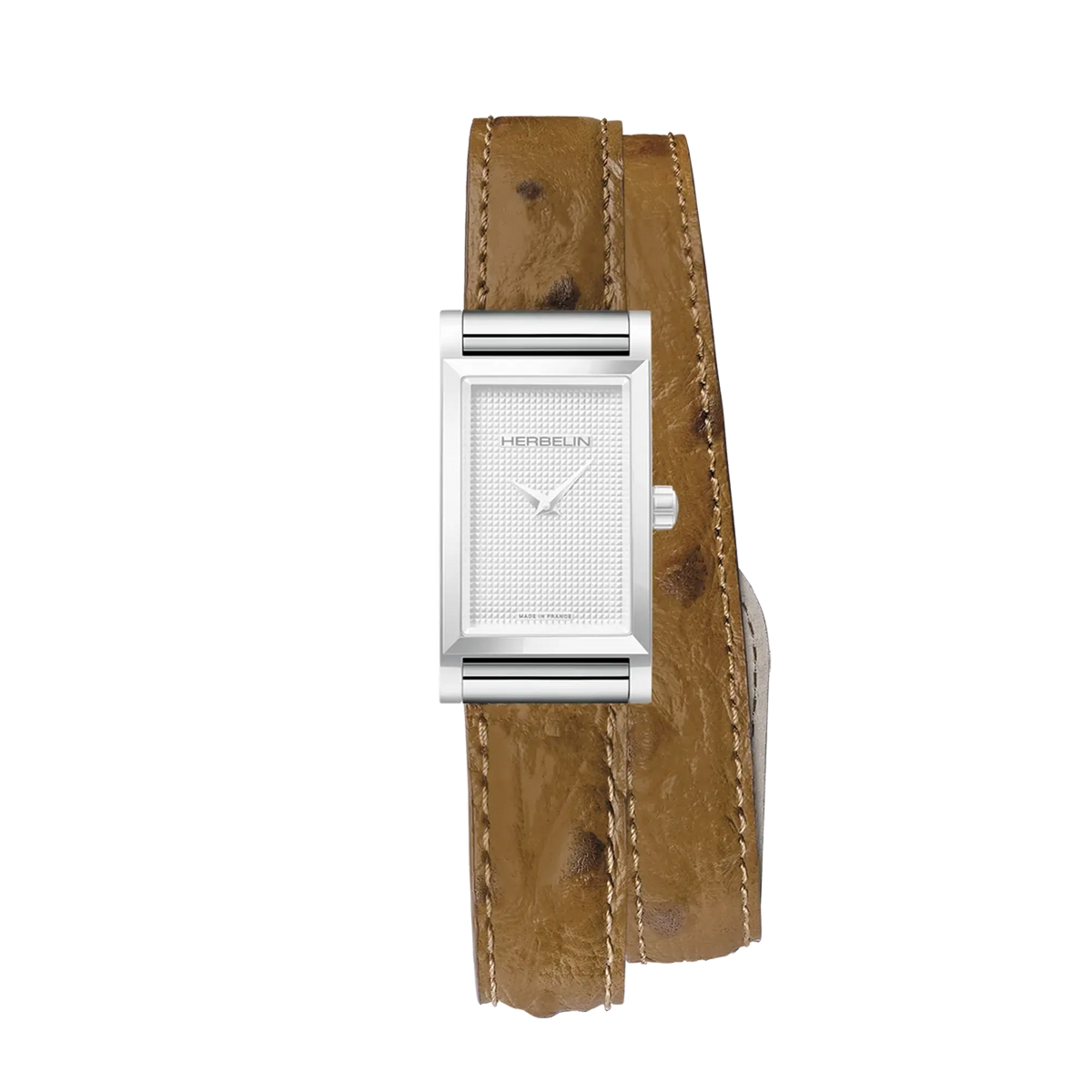 ⁣⁢Pulsera Antarès doble de piel camel⁤⁣