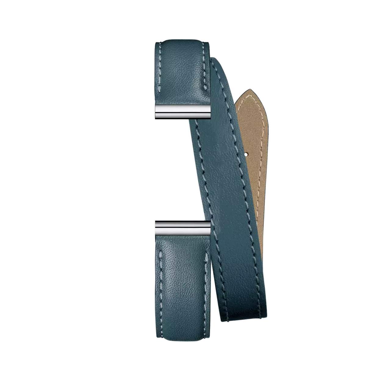 ⁣⁢Brazalete Antarès doble de piel azul⁤⁣