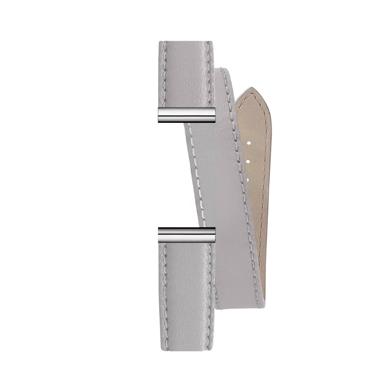 ⁣⁢Bracciale Antarès doppio in pelle grigia⁤⁣